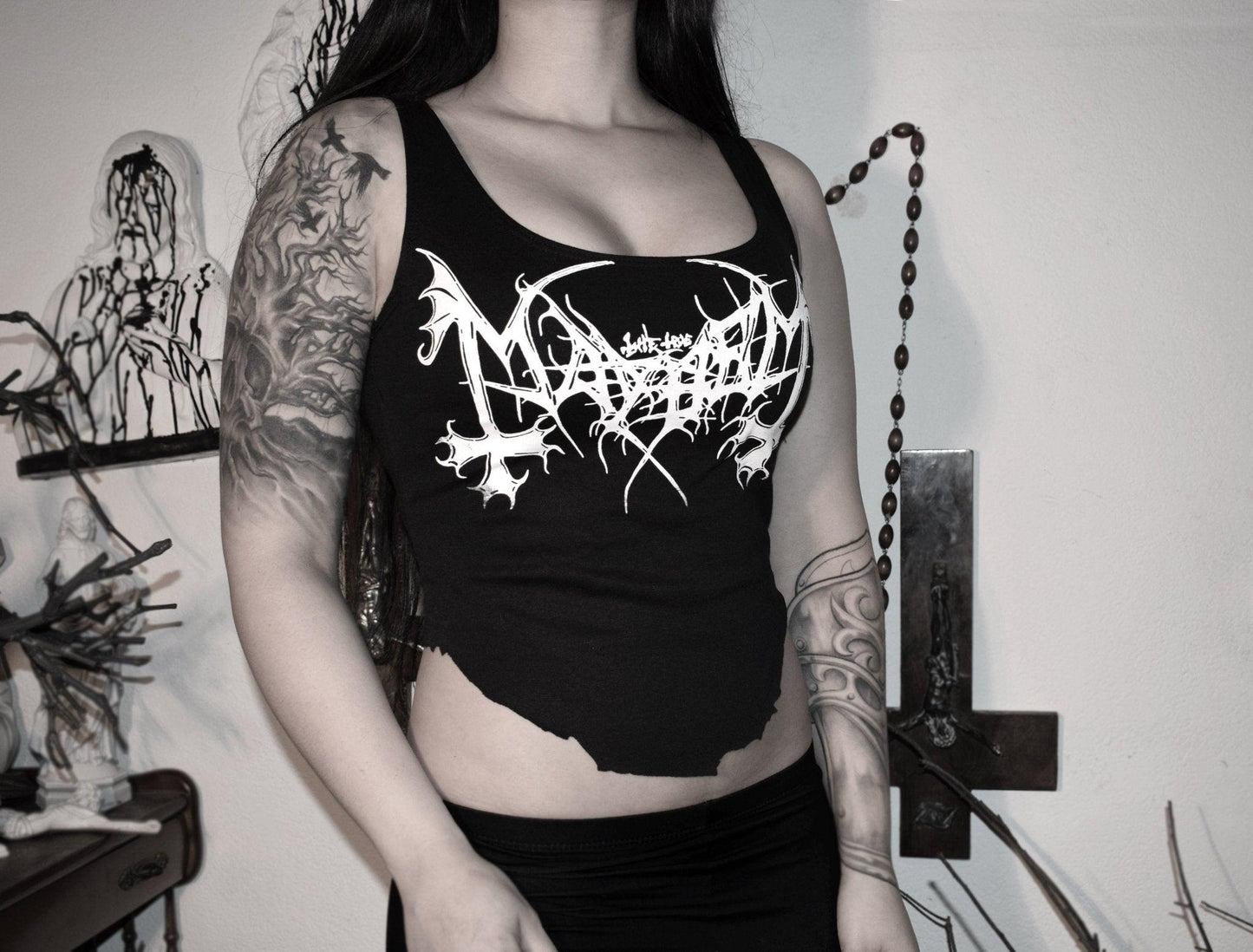 Mayhem logo Black metal crop top - Finedaytodie