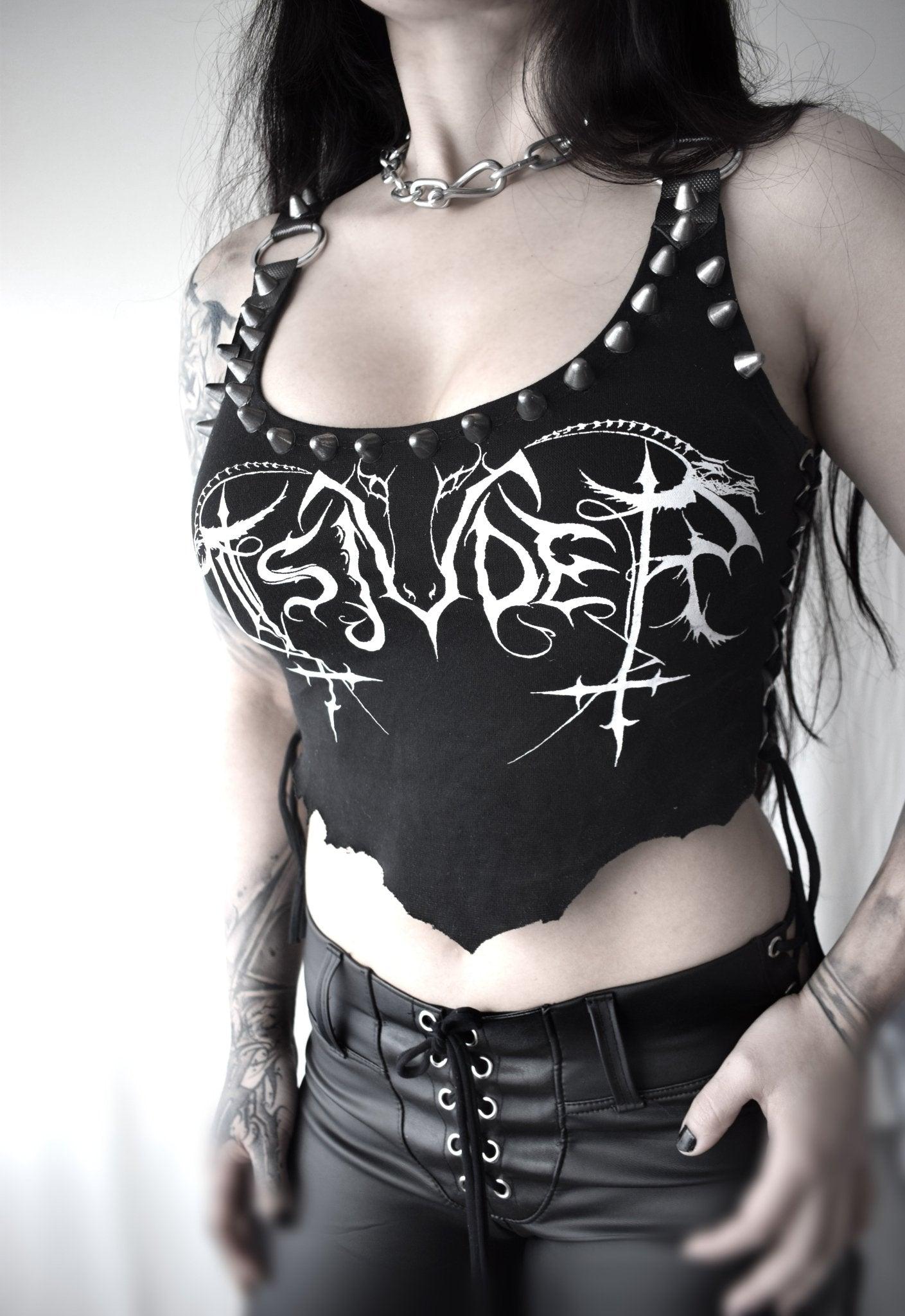 Tsjuder top cropped ⇹ black metal ⇹ shredded shirt top - Finedaytodie