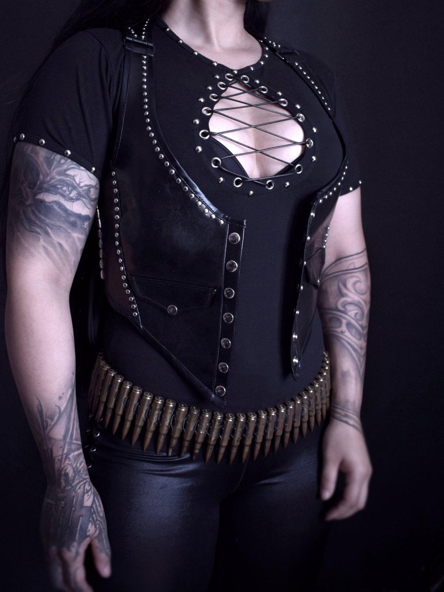 Synthetic Leather Vest with Studs Mgła Exercises in Futility - Finedaytodie