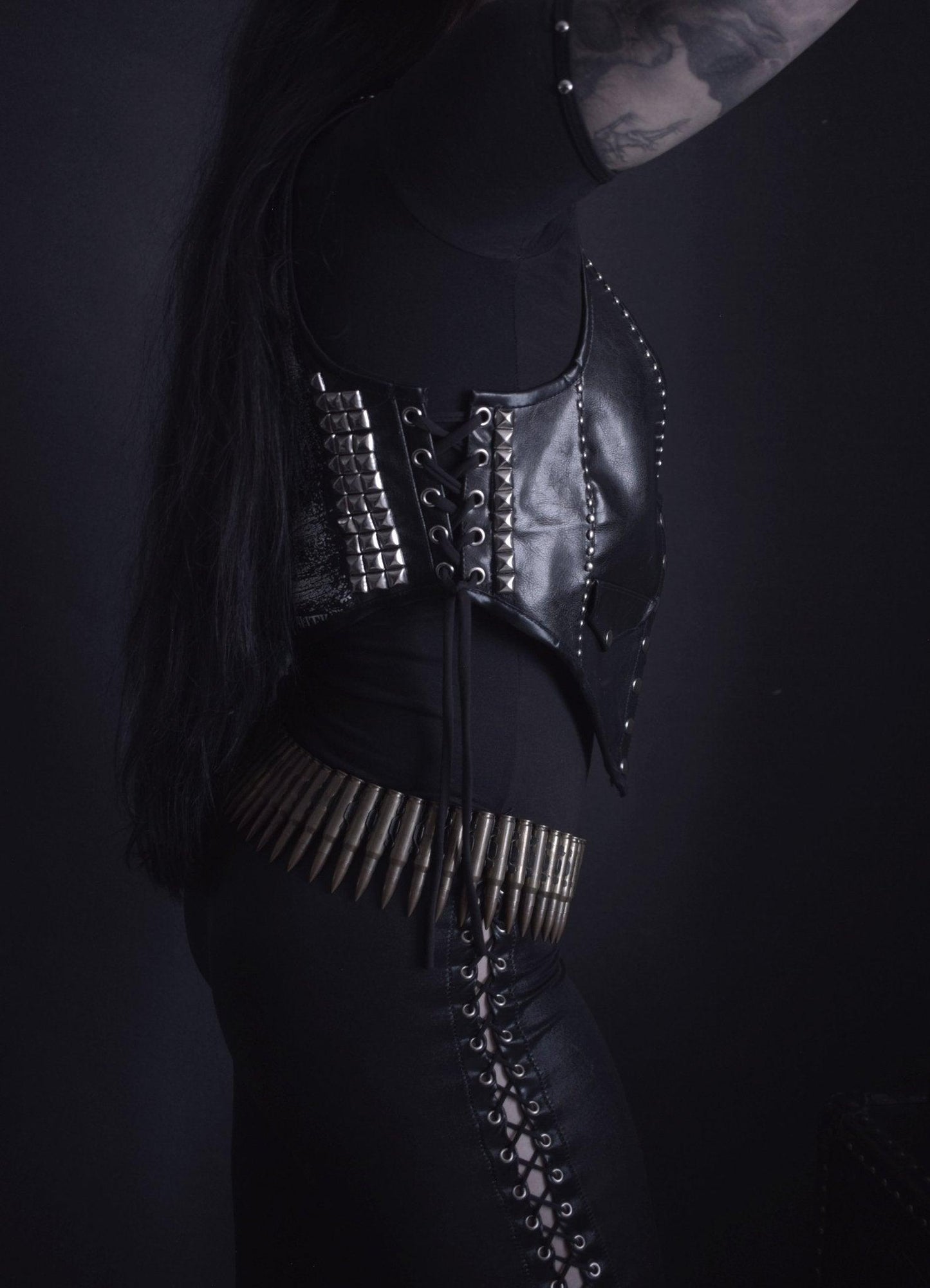 Synthetic Leather Vest with Studs Mgła Exercises in Futility - Finedaytodie