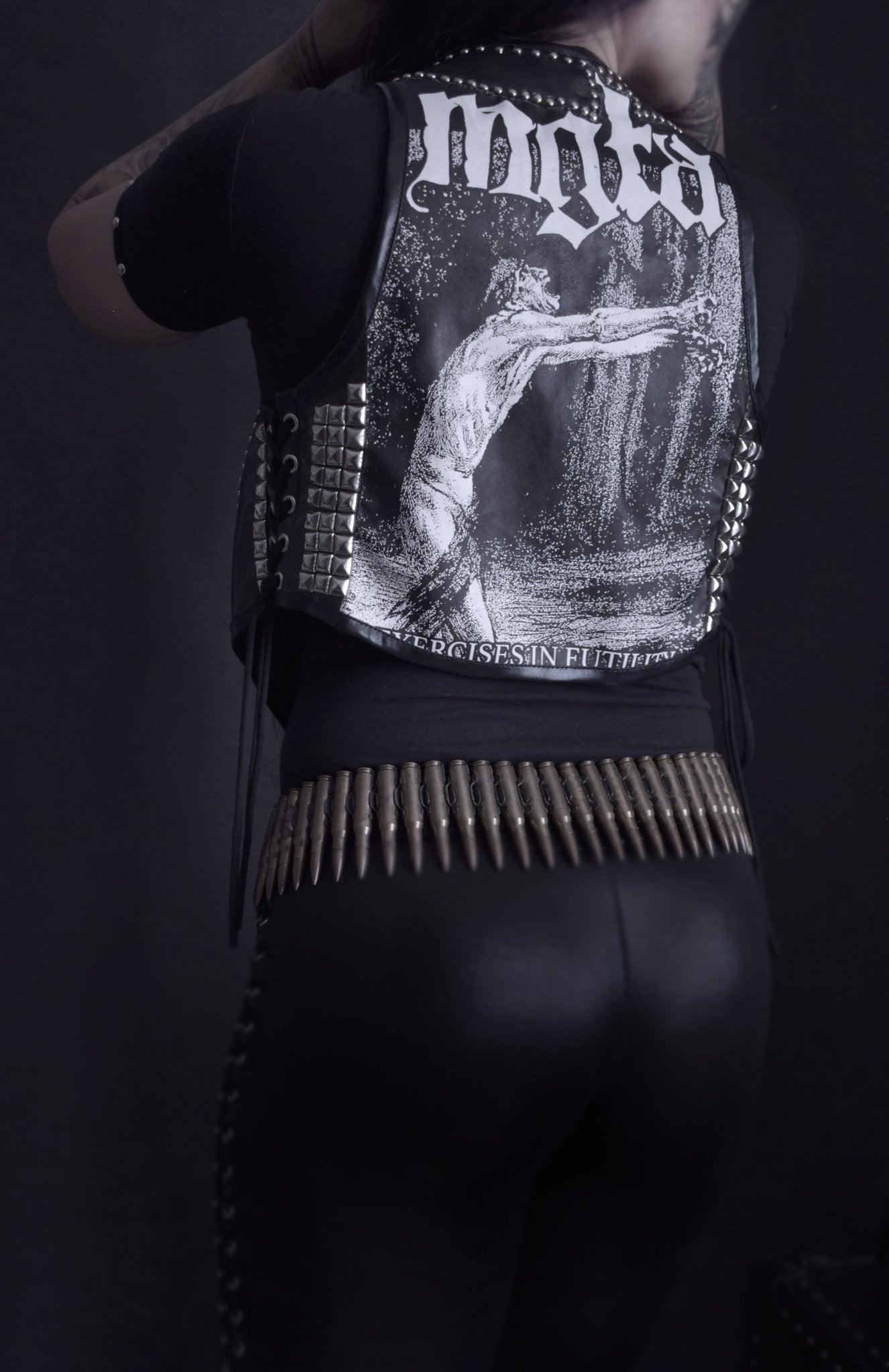 Synthetic Leather Vest with Studs Mgła Exercises in Futility - Finedaytodie