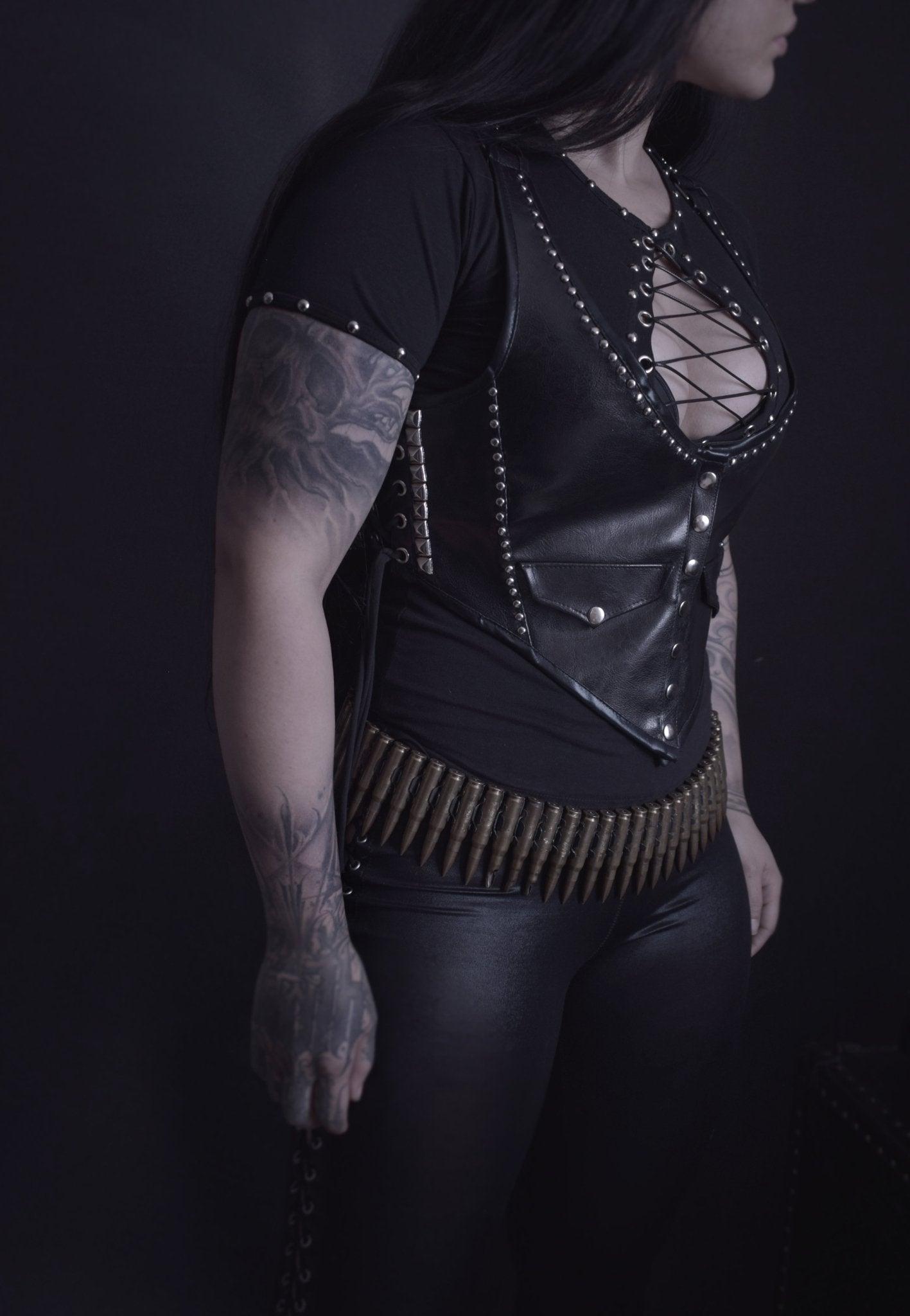 Synthetic Leather Vest with Studs Mgła Exercises in Futility - Finedaytodie