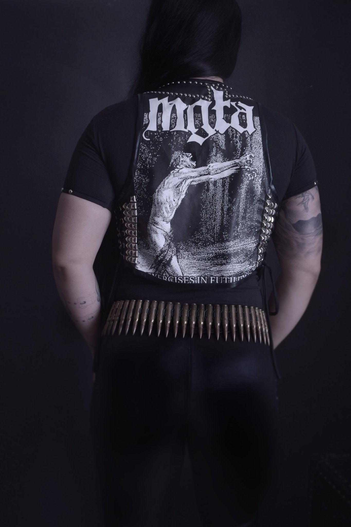 Synthetic Leather Vest with Studs Mgła Exercises in Futility - Finedaytodie
