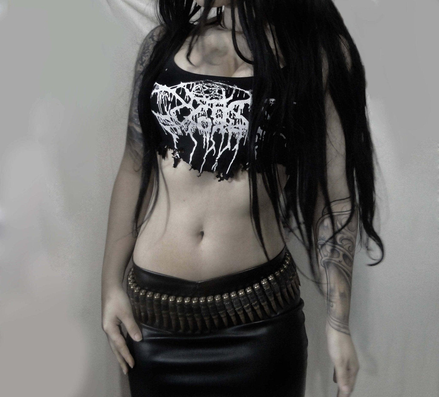 Darkthrone destroyed top cropped ⇹ black metal ⇹ shredded shirt top - Finedaytodie
