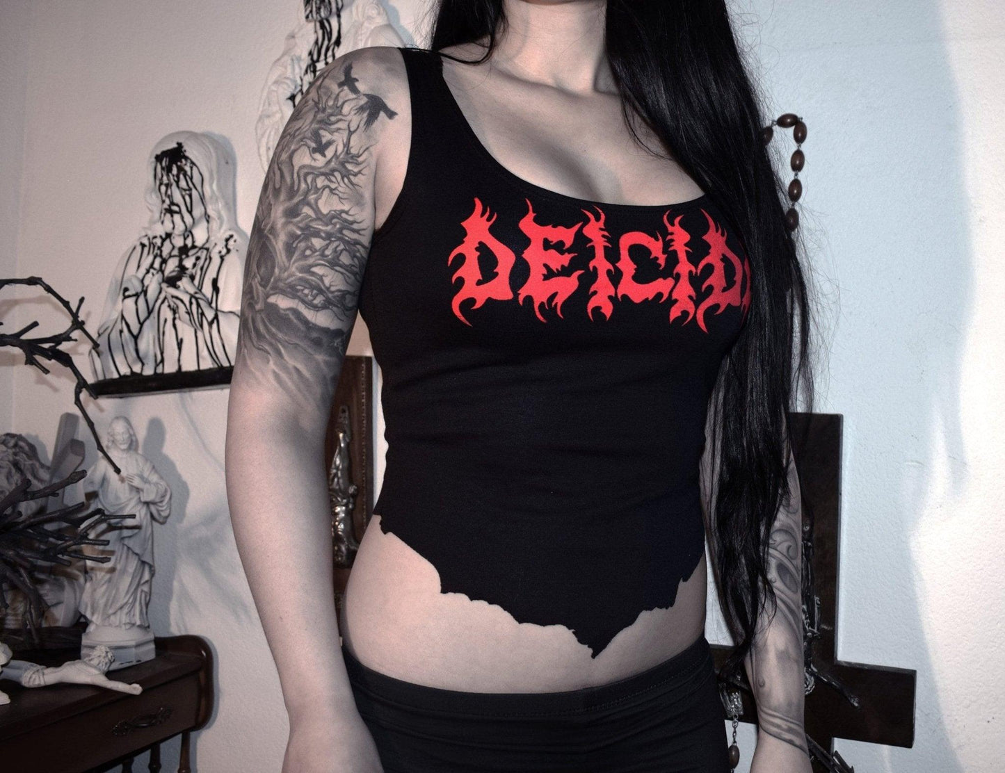Deicide shirt top cropped ⇹ shredded shirt top ⇹ Death metal shirt - Finedaytodie