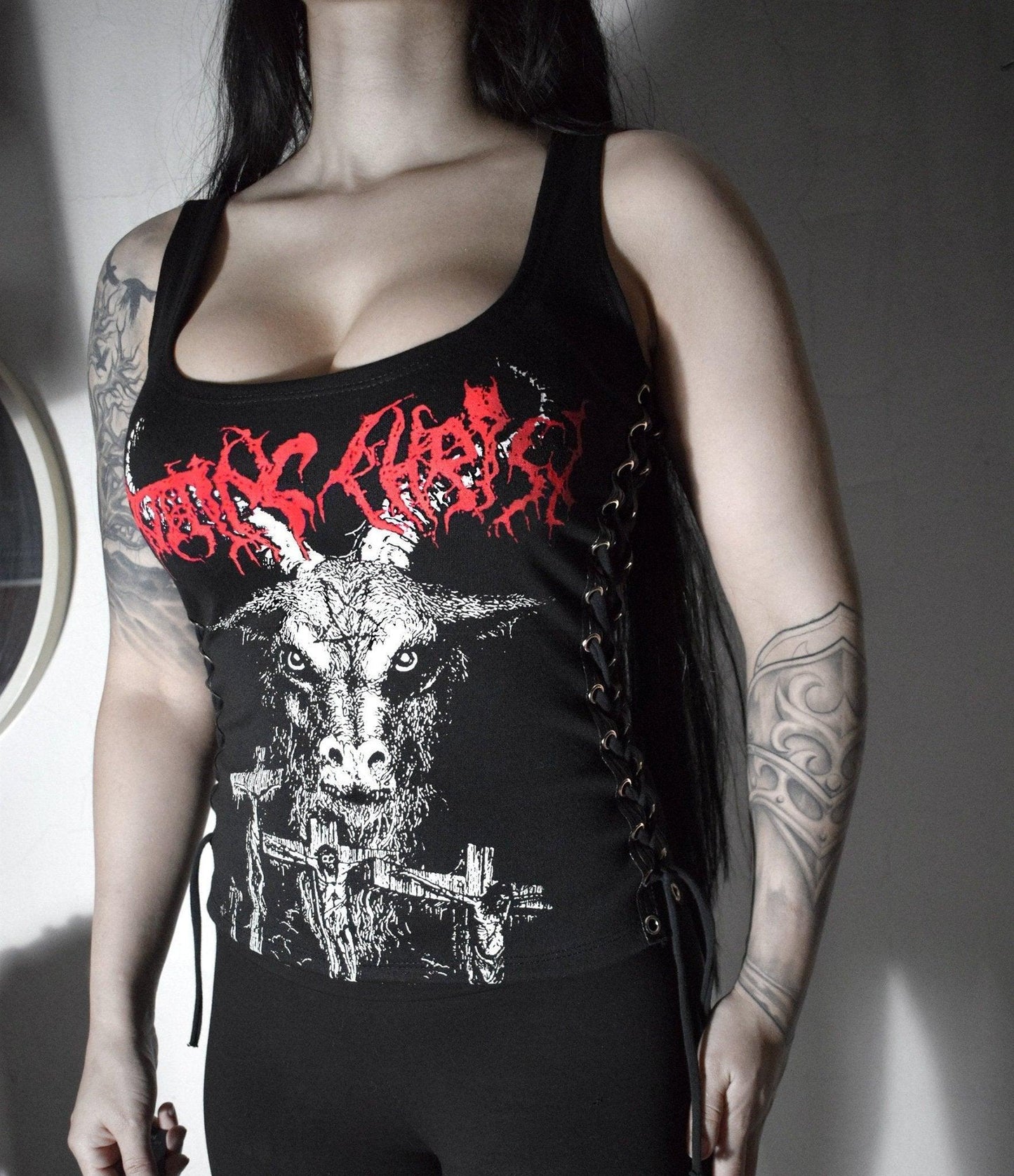 ROTTING CHRIST Lace-up Side Tank Top ⇹ Black metal ⇹ (Thy mighty contract) ⇹ Rotting christ Shirt - Finedaytodie