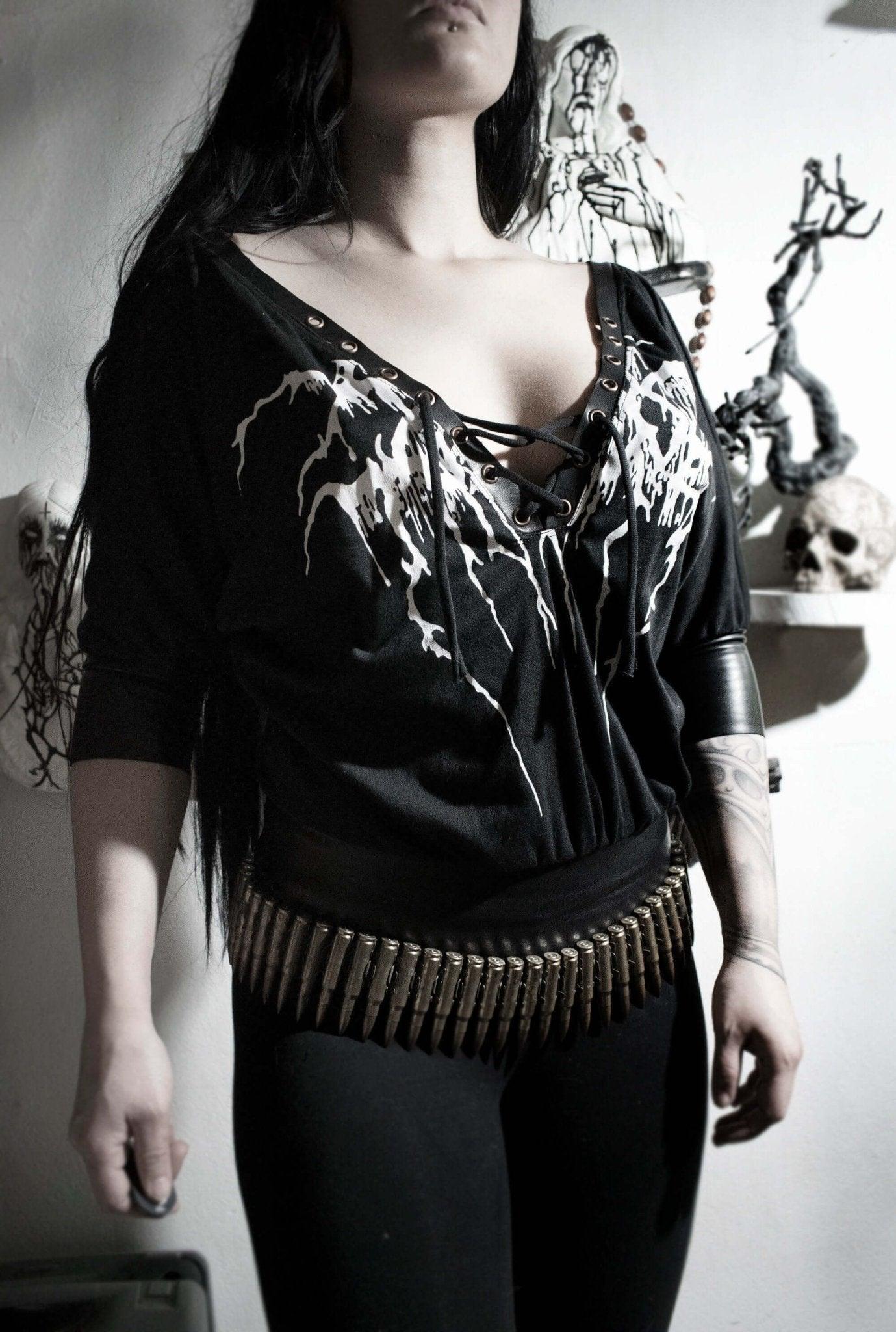 Darkthrone shirt Top ⇹ Handmade slouchy batwing shirt ⇹ Darkthrone Transilvanian Hunger shirt ⇹ Darkthrone leather shirt - Finedaytodie