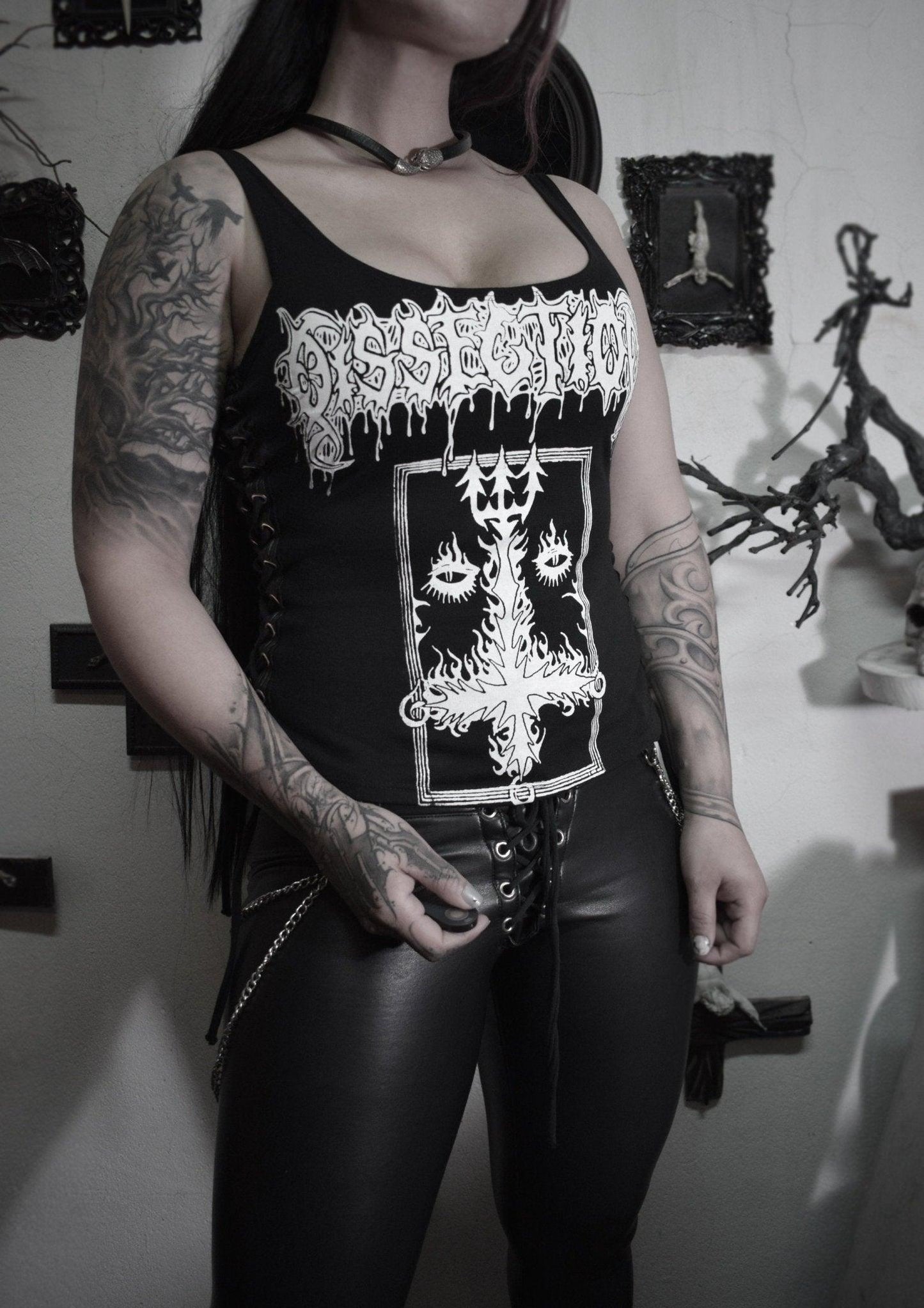 Dissection The Past Is Alive Top Shirt ⇹ Black Lace-up Side Tank Top ⇹ Dissection Black metal shirt - Finedaytodie
