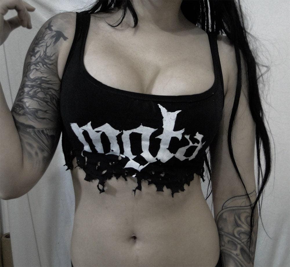 Mgła destroyed top cropped ⇹ black metal ⇹ shredded shirt top ⇹ Mgla crop top - Finedaytodie