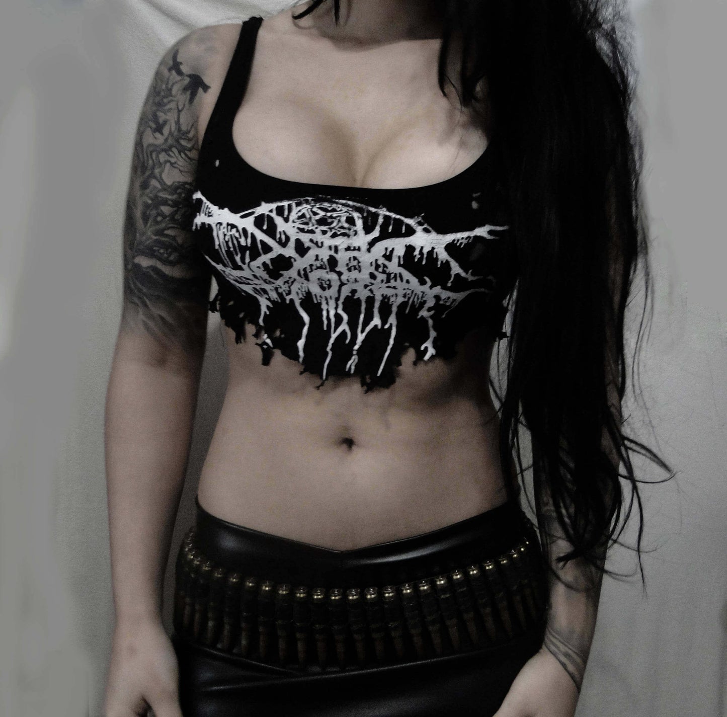 Darkthrone destroyed top cropped ⇹ black metal ⇹ shredded shirt top - Finedaytodie