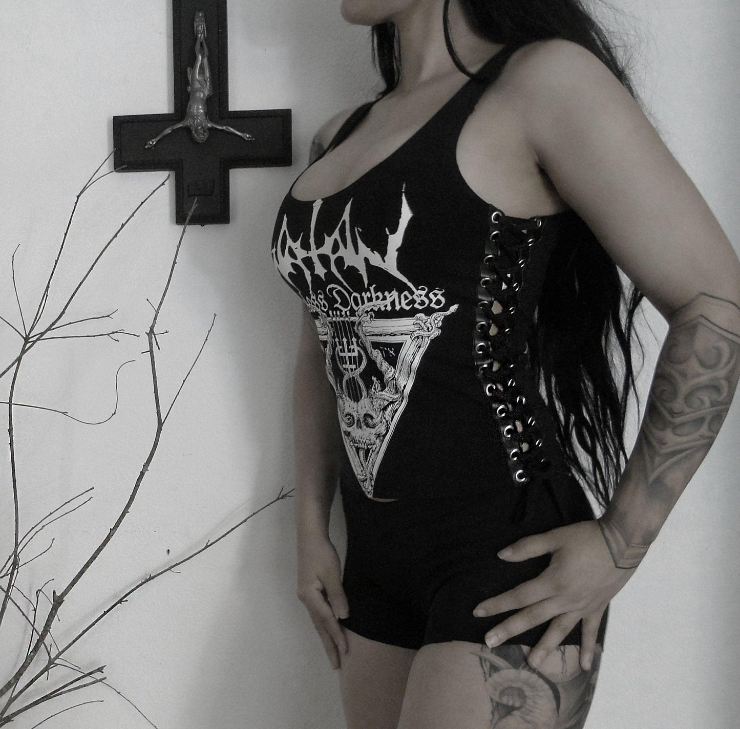 WATAIN ⇹ BLACK METAL ⇹ Black Lace-up Side Tank Top ⇹ Watain ⇹ Lawless Darkness - Finedaytodie
