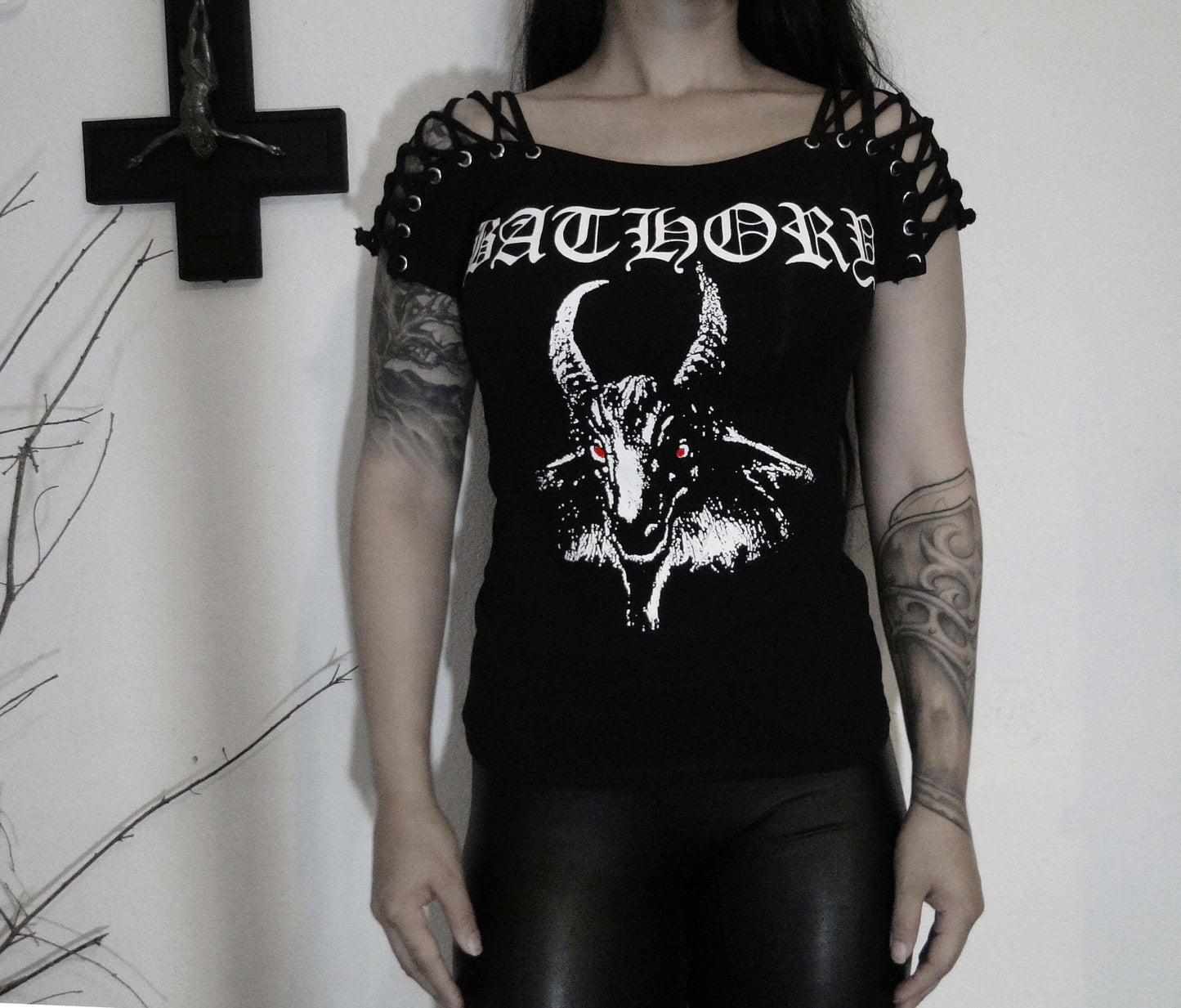 Bathory shirt Lace Up Eyelet Off Shoulder - Finedaytodie