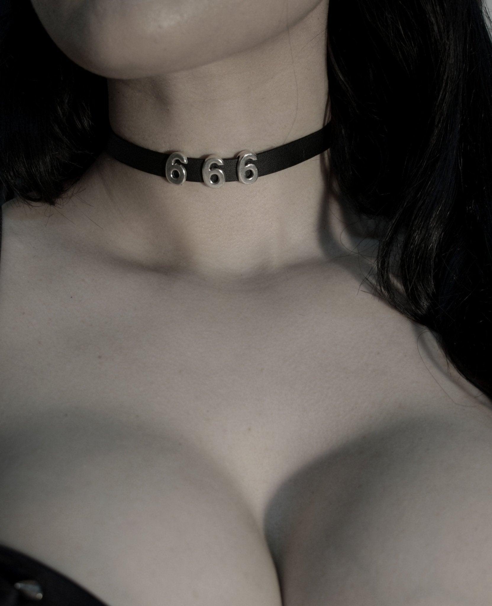 666 choker ※ Lucifer sigil ※ faux leather choker ※ Satanic choker ※ Antichrist necklace ※ 666 simbol - Finedaytodie