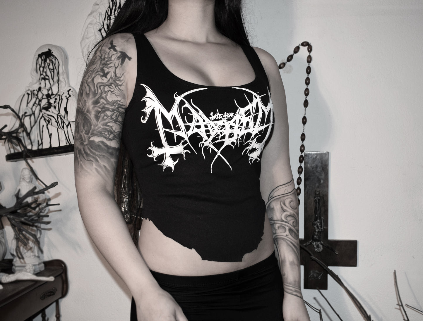 Mayhem  logo Black metal crop top