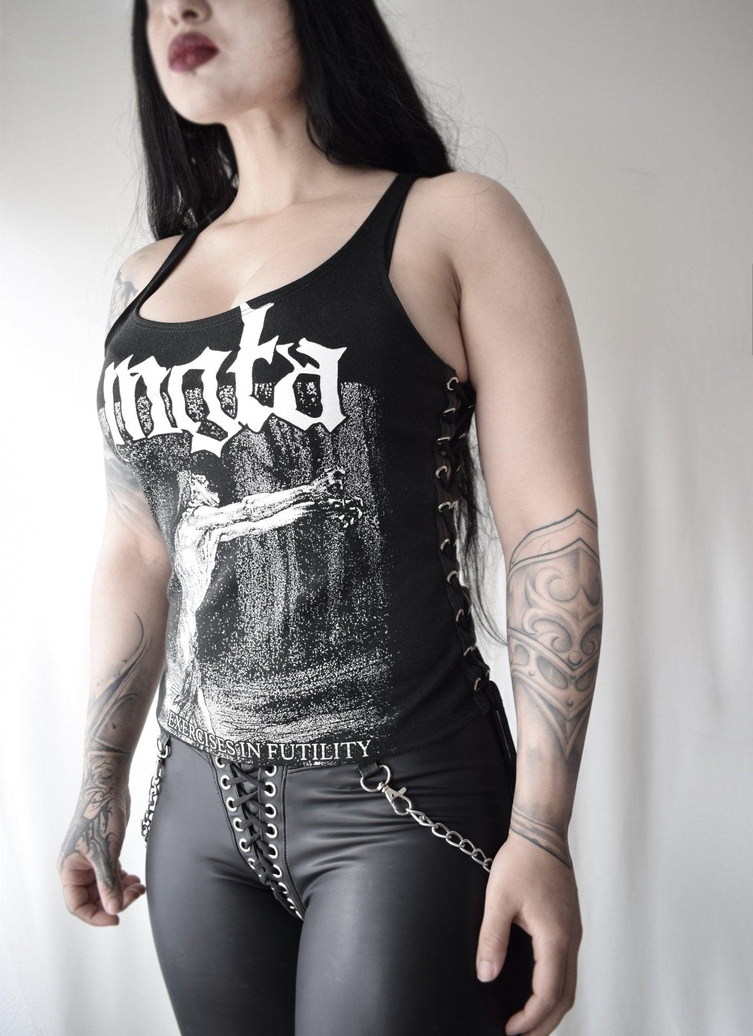 Mgła Exercises in futility Lace-up Side Top ⇹ Mgla sleeveless top Black metal - Finedaytodie