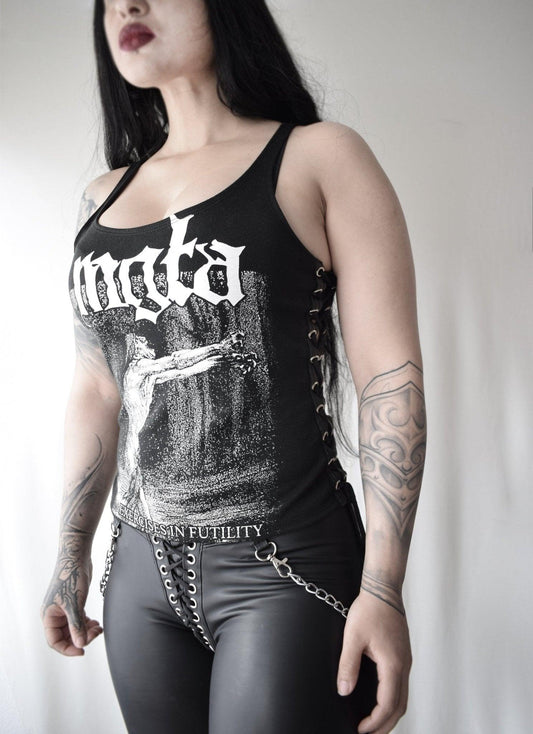 Mgła Exercises in futility Lace-up Side Top ⇹ Mgla sleeveless top Black metal - Finedaytodie