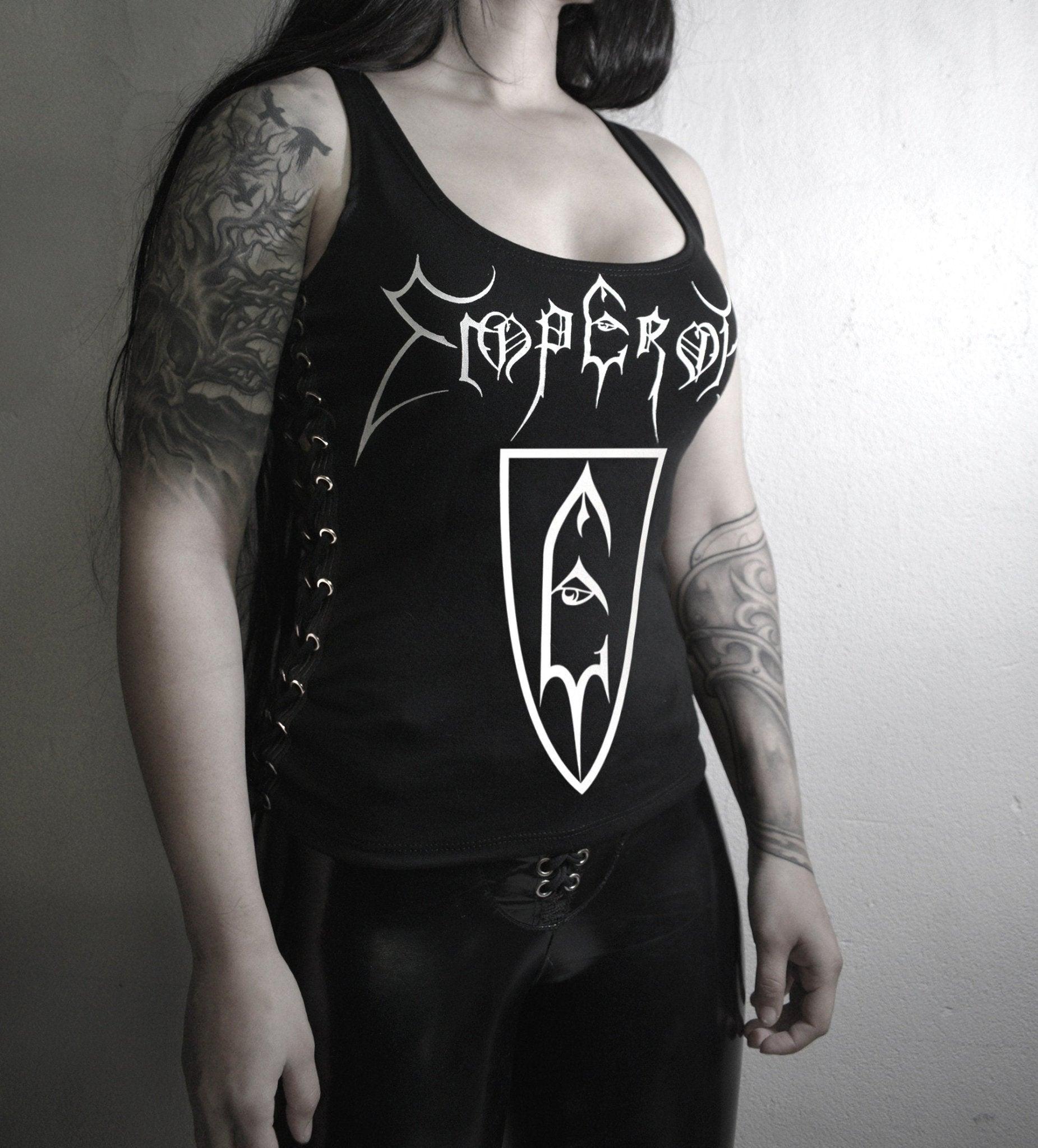 Emperor T-Shirt ⇹ Black Lace-up Side Tank Top ⇹ Black metal shirt - Finedaytodie