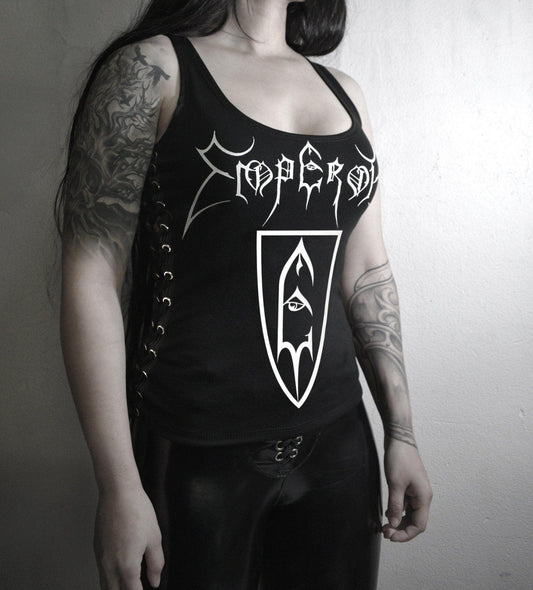 Emperor T-Shirt ⇹ Black Lace-up Side Tank Top ⇹ Black metal shirt - Finedaytodie