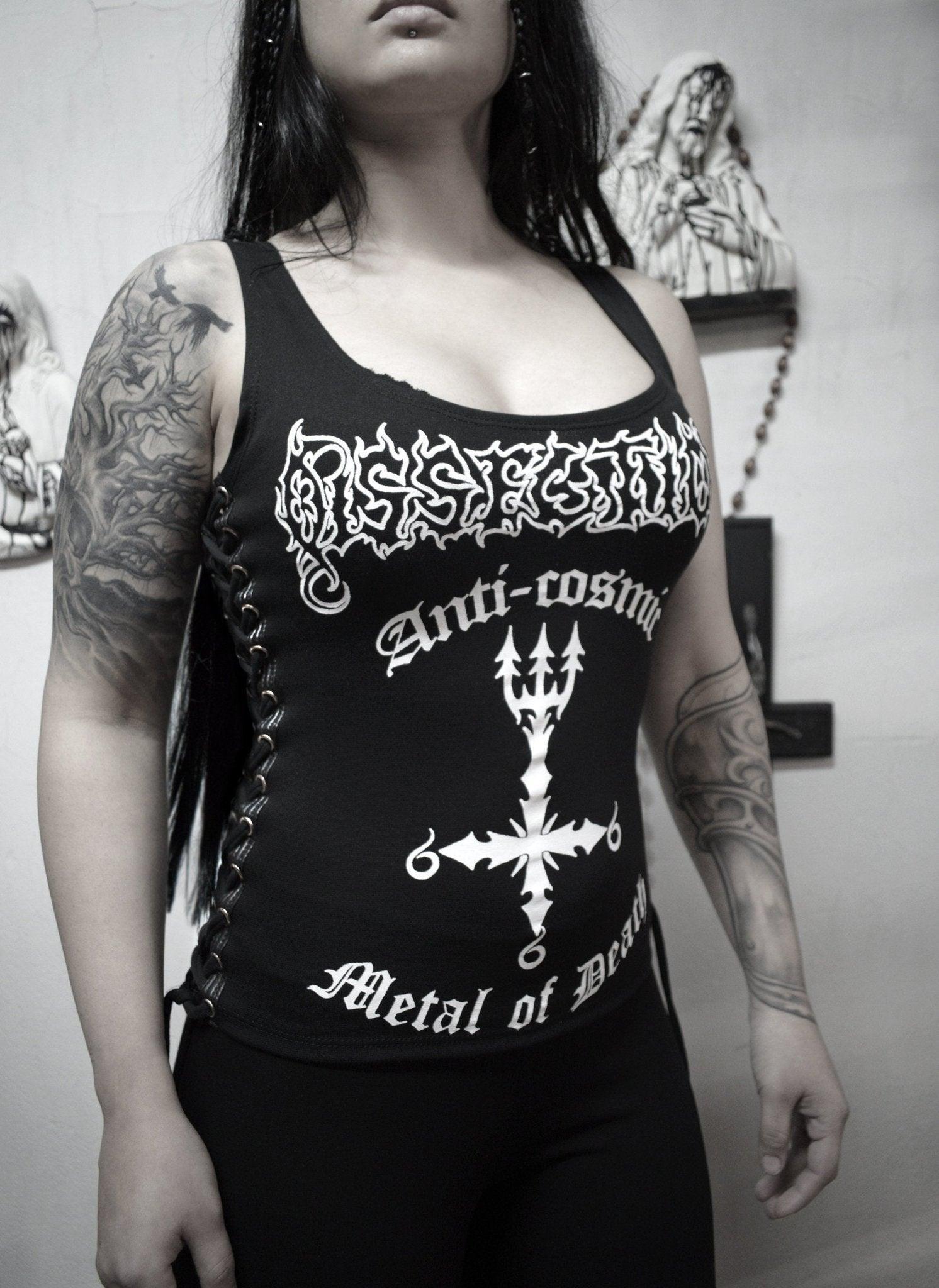 Dissection Anti cosmic Top Shirt ⇹ Black Lace-up Side Tank Top ⇹ Black metal shirt - Finedaytodie