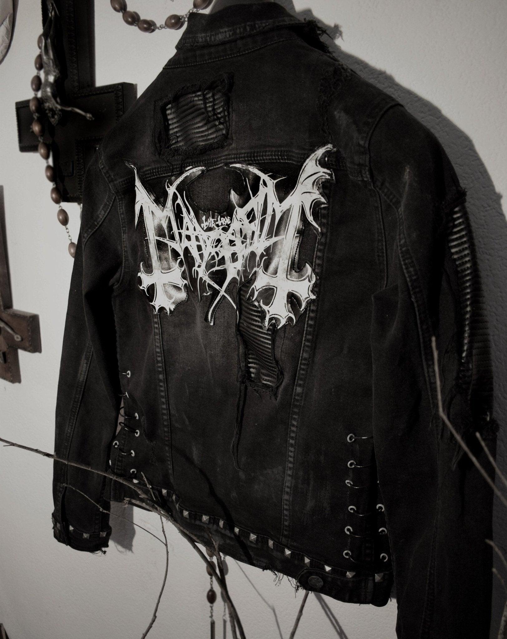 Mayhem Black metal Jacket ⇹ custom denim Mayhem Battle Jacket ⇹ Mayhem leather Jacket ⇹ Distressed Denim Jacket - Finedaytodie