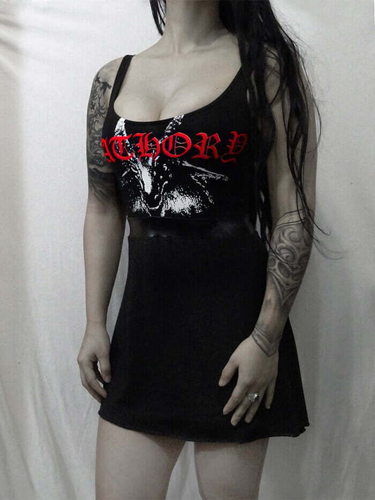 Bathory white /red black metal dress Satanic Goat