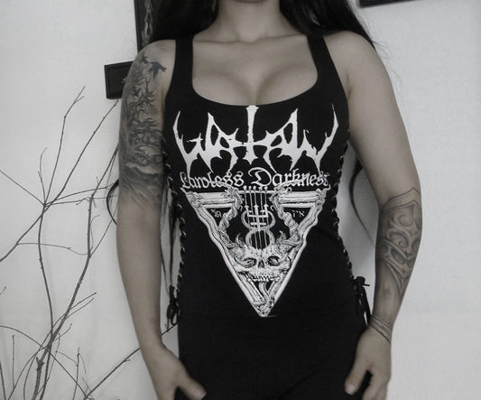 WATAIN ⇹ BLACK METAL ⇹ Black Lace-up Side Tank Top ⇹ Watain ⇹ Lawless Darkness