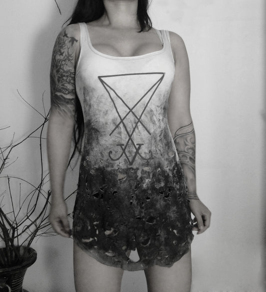 Sigil of lucifer Destroyed tank dress ⇹ Handmade dress ⇹ Dirty and distressed ⇹ Post Apocalyptic
