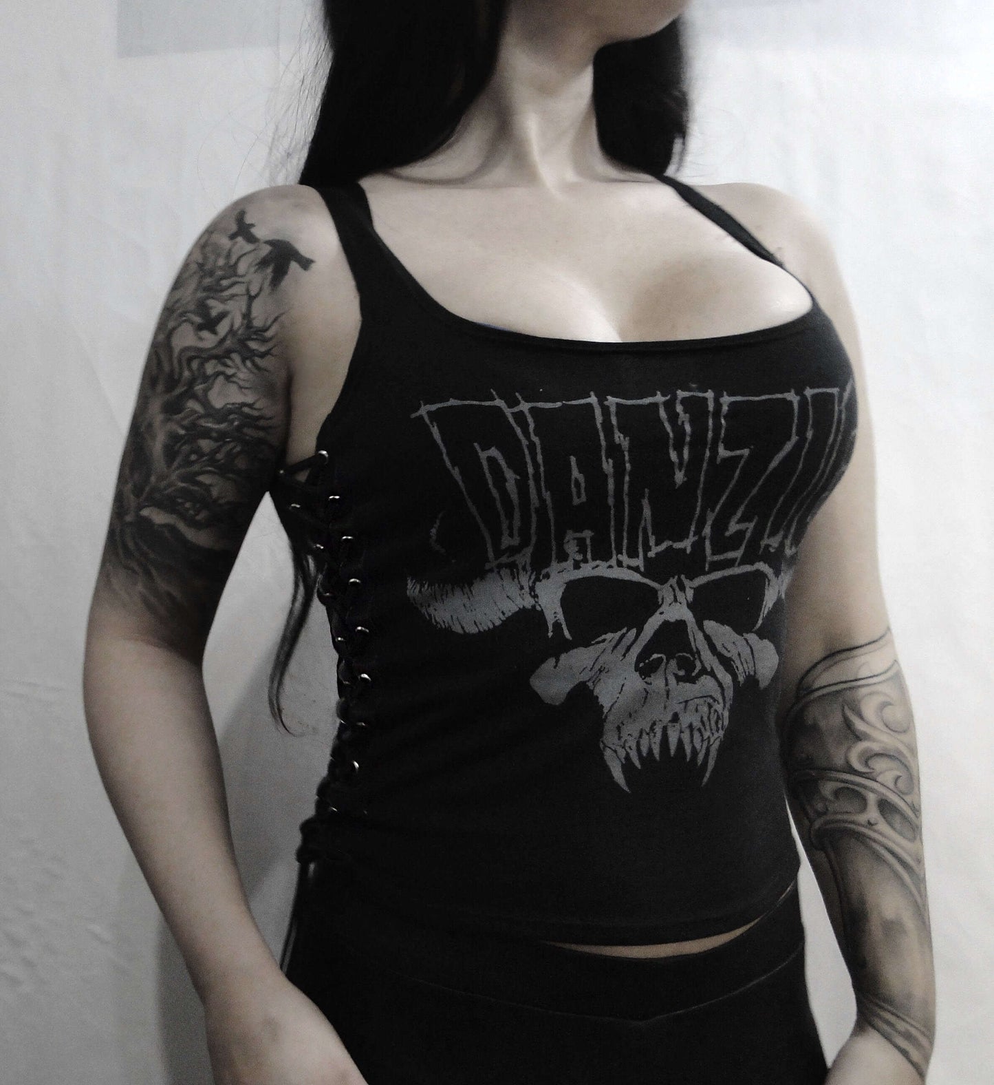 DANZIG ⇹ Black Lace-up Sides Tank Top ⇹ Danzig SHIRT