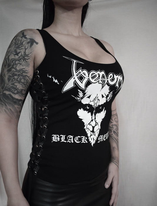 Venom ⇹ Black metal ⇹ Lace-up Sides shirt Top ⇹ sleeveless tee