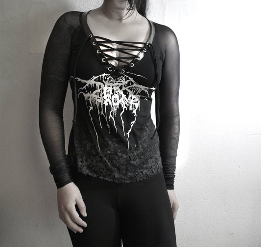 darkthrone shirt ⇹ lace up ⇹ transparent long sleeve