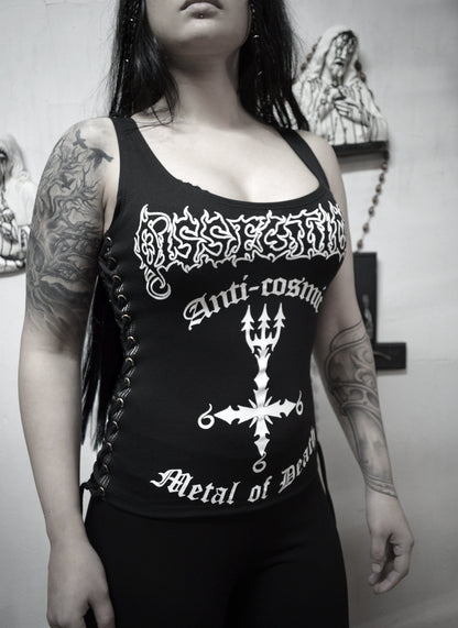 Dissection Anti cosmic Top Shirt ⇹ Black Lace-up Side Tank Top ⇹ Black metal shirt