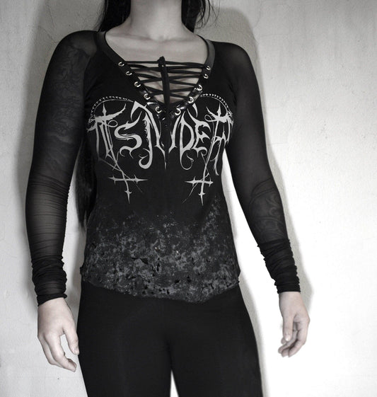 Tsjuder shirt ⇹ lace up ⇹ transparent long sleeve - Finedaytodie