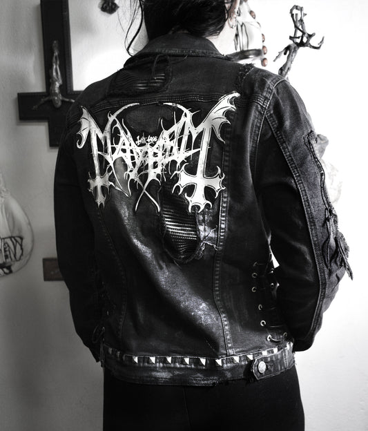 Mayhem Black metal  Jacket ⇹ custom denim Mayhem Battle Jacket ⇹ Mayhem leather Jacket ⇹ Distressed Denim Jacket