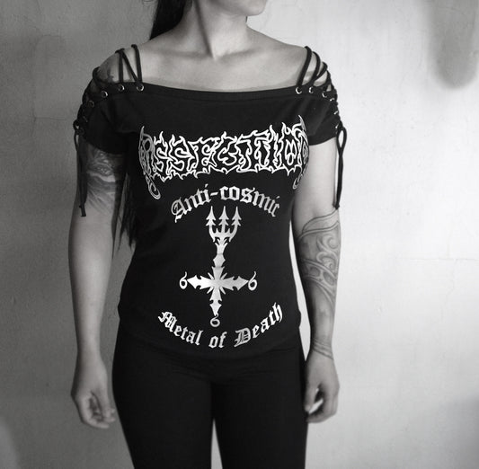 Dissection Metal of Death black metal shirt Lace Up Eyelet Off Shoulder