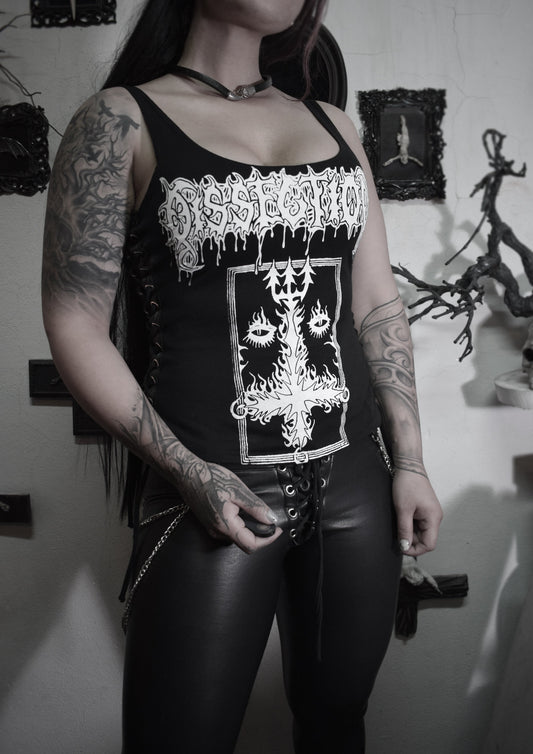 Dissection The Past Is Alive Top Shirt ⇹ Black Lace-up Side Tank Top ⇹ Dissection Black metal shirt