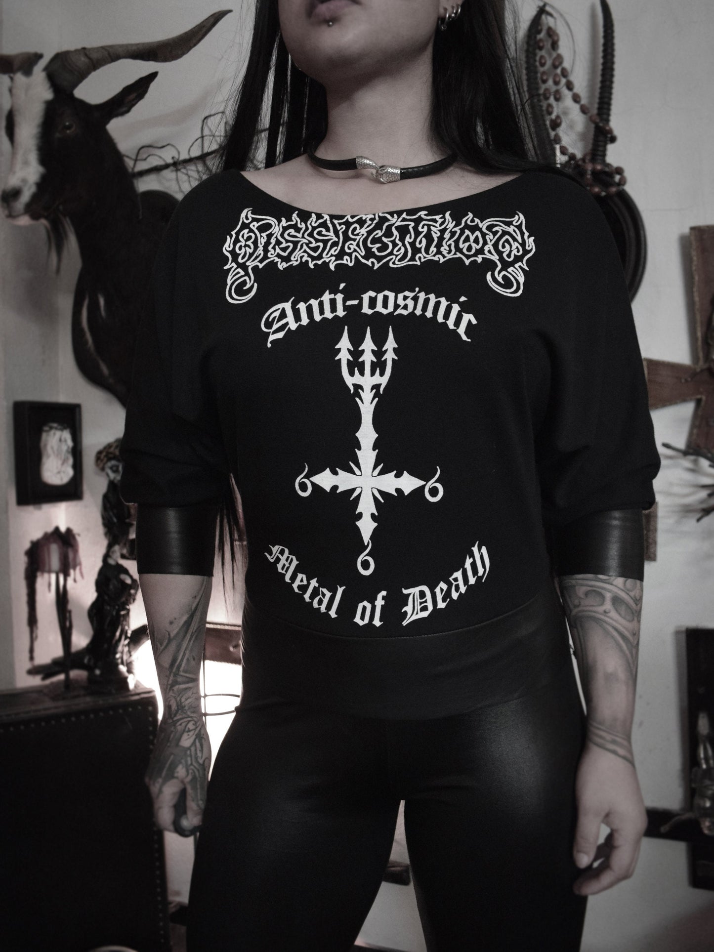 Dissection Anti cosmic shirt Top ⇹ Handmade slouchy batwing shirt ⇹ Dissection Metal of death shirt ⇹ Dissection leather shirt
