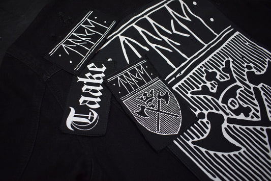 Taake pack patches ⇹ big Back patch ⇹ taake black metal patchers ⇹ Taake shield black metal patch ⇹ Taake Jacket vest patch